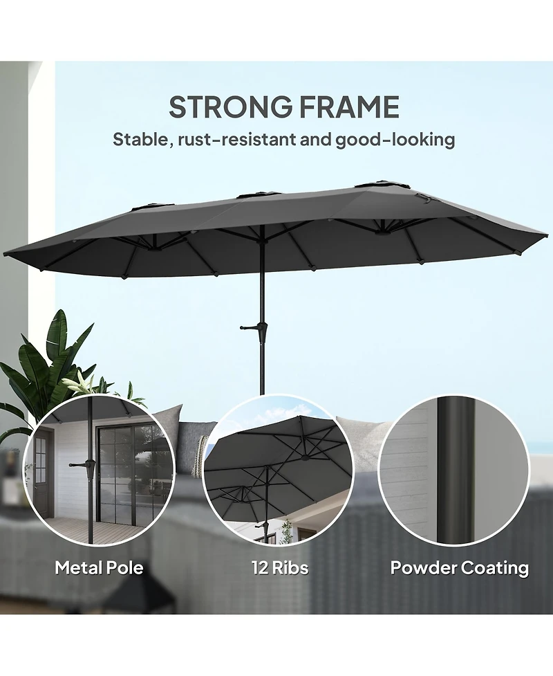 Outsunny 13 ft. Extra Large Patio Umbrella, UPF30+ Double Umbrella,