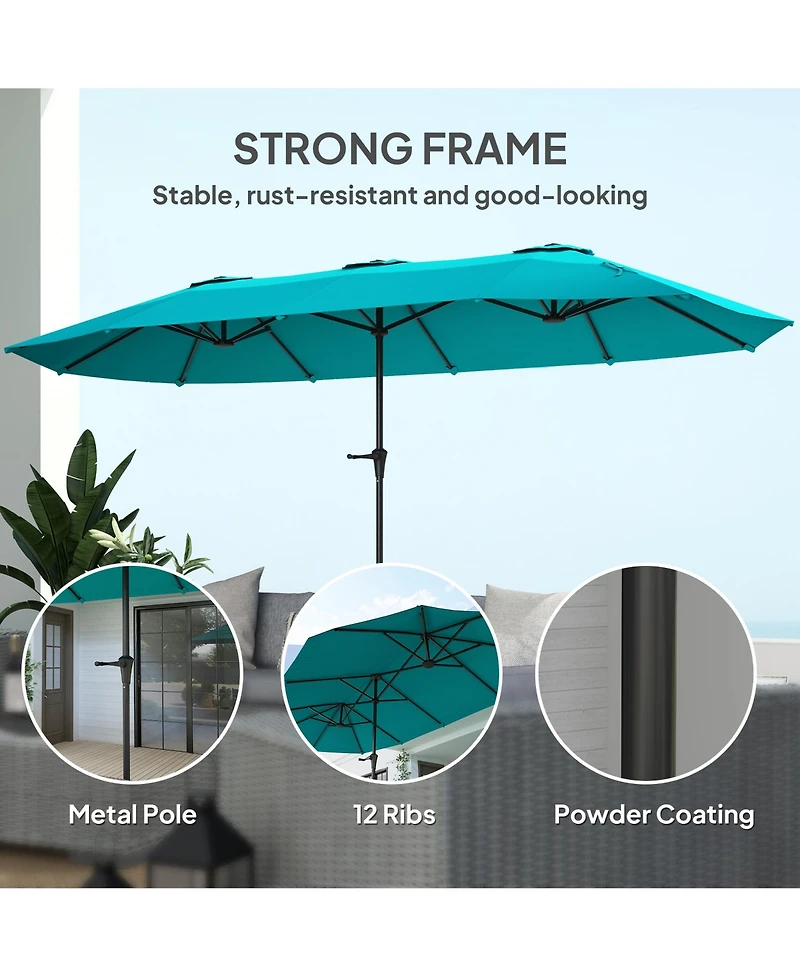 Outsunny 13 ft. Extra Large Patio Umbrella, UPF30+ Double