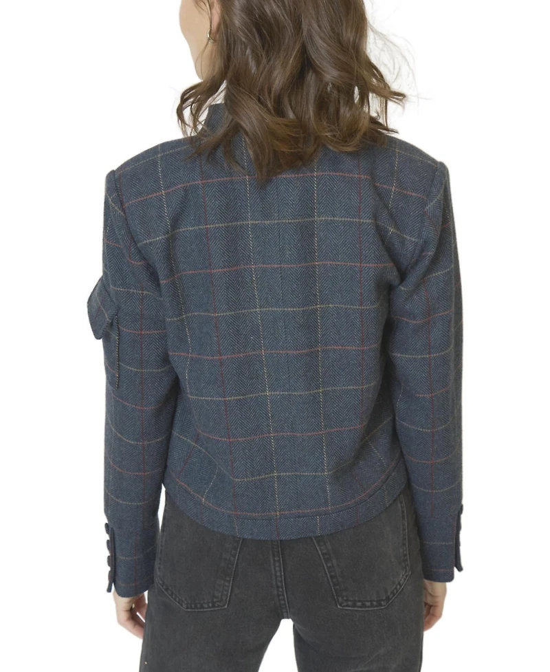 Central Park West Women's Eden Plaid Military Jacket