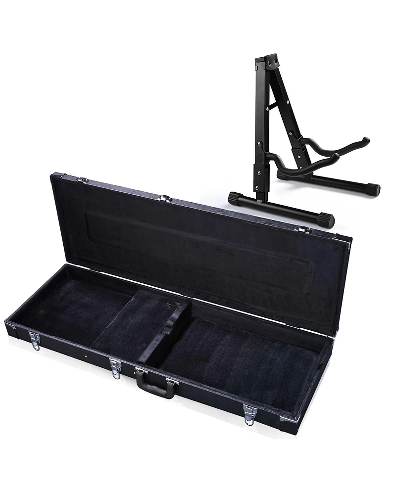 Yescom Universal Rectangular Electric Guitar Hard Case w/ Folding Guitar Floor Stand