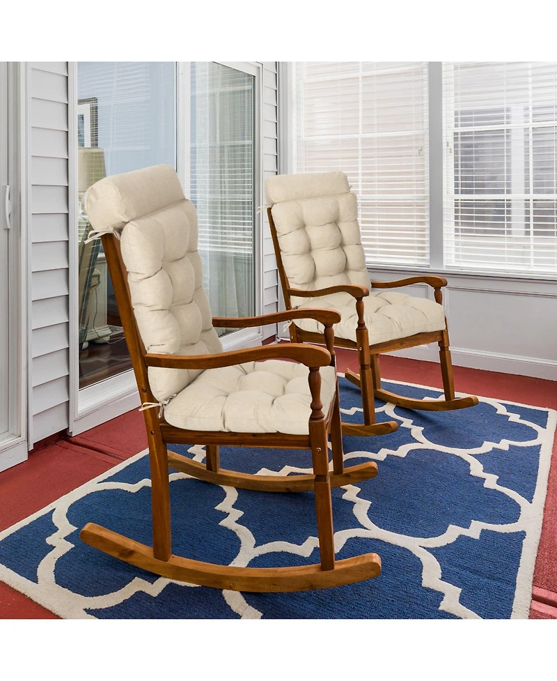 Aoodor Tufted Rocking Chair Cushion, High Back Chair Cushion with Waterproof and Fade-Resistant, Set of 2