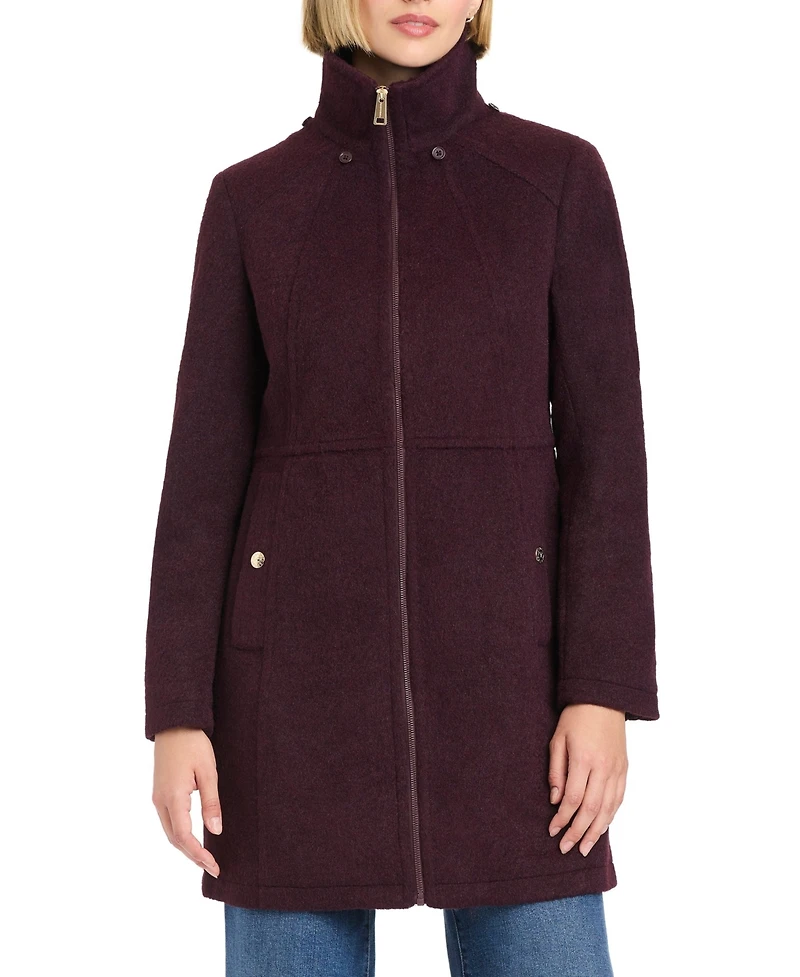 Vince Camuto Women's Zip Front Walker Coat With Detachable Hood