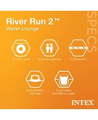 Intex River Run 2 Person Inflatable Tube Raft Float with Cooler for Pool & Lake