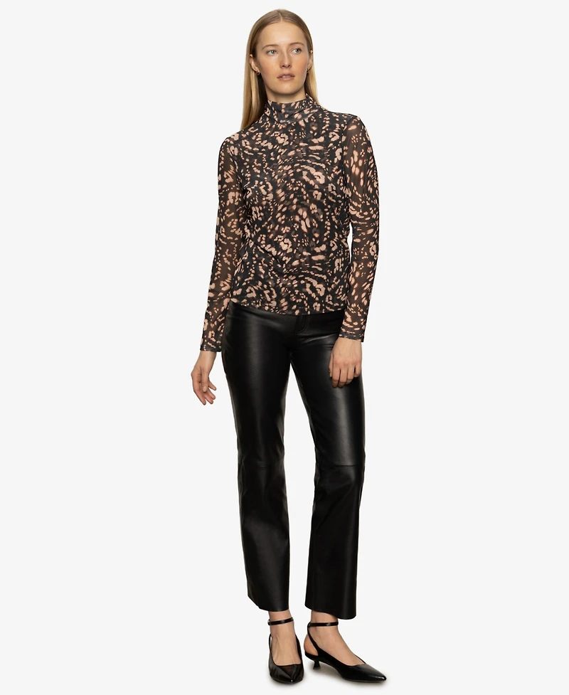 Sanctuary Women's Long Sleeve Mesh Mock Shirt