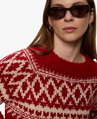 Sanctuary Women's Fair-Isle Crewneck Dropped-Shoulder Sweater