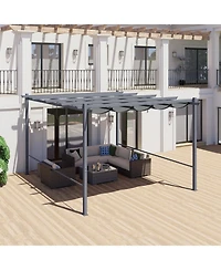 Aoodor Pergola Shade Cover for 10 x 13 ft Outdoor Pergola with Retractable Shade Canopy, Waterproof Shade Fabric for Outdoor Patio, Brown/Gray (Cover