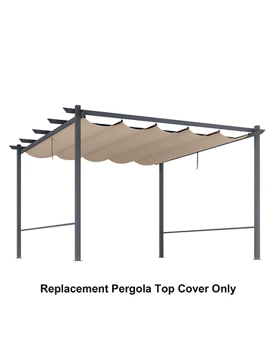Aoodor Pergola Shade Cover for 10 x 13 ft Outdoor with Retractable Canopy, Waterproof Fabric Patio, Brown/Gray (Cover