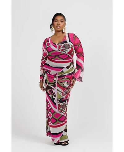 Fashion-szn Curve Plus Abstract Print Maxi Dress