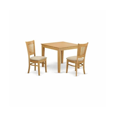 East West Furniture 3 Pc Dining room set - Kitchen dinette Table and 2 Dining Chairs
