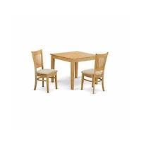 East West Furniture 3 Pc Dining room set - Kitchen dinette Table and 2 Dining Chairs