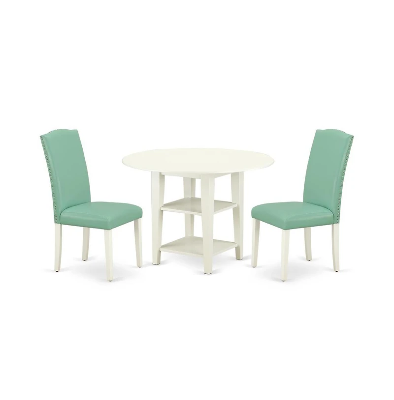 East West Furniture Dining Room Set Linen White