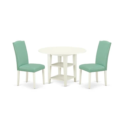 East West Furniture Dining Room Set Linen White