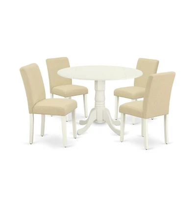 East West Furniture Dining Room Set Linen White