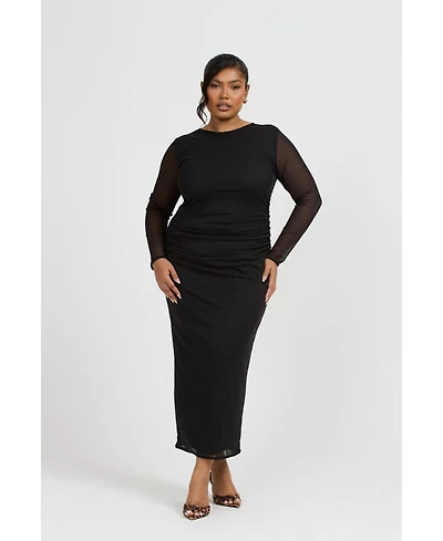 Fashion-szn Curve Women's Curve Long Sleeved Midaxi Dress