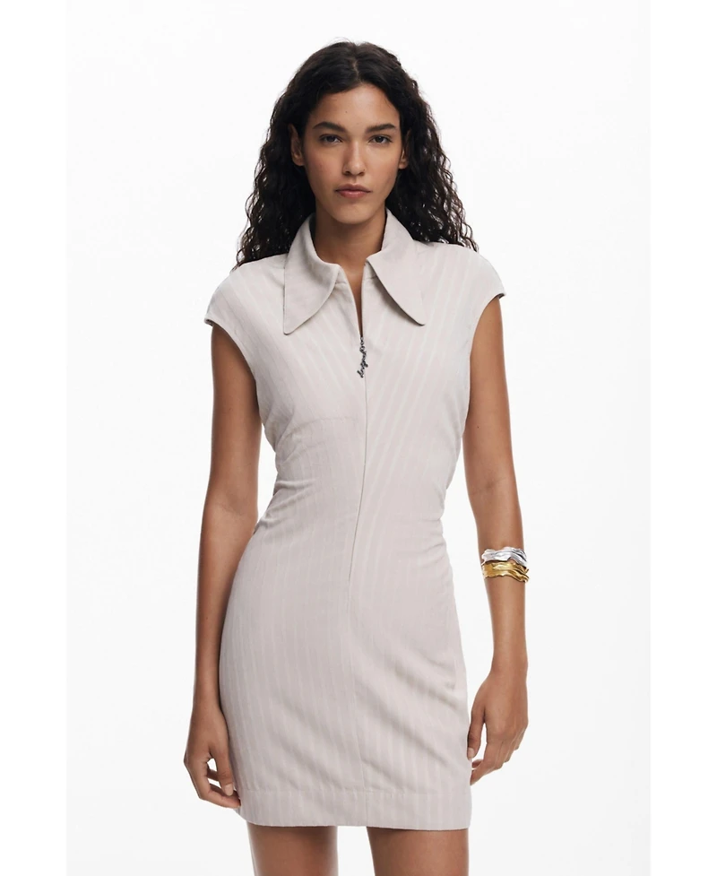 Desigual Women's Slim striped dress with short sleeves