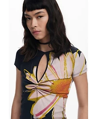 Desigual Women's Short-sleeve floral T-shirt with opening