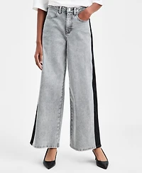 Bar Iii Women's High-Rise Side-Stripe Wide-Leg Jeans, Macy's Exclusive