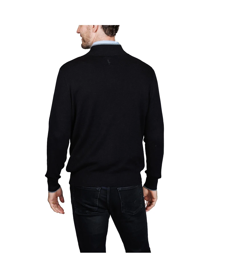 Tailorbyrd Men's Fine Knit Quarter Zip Sweater