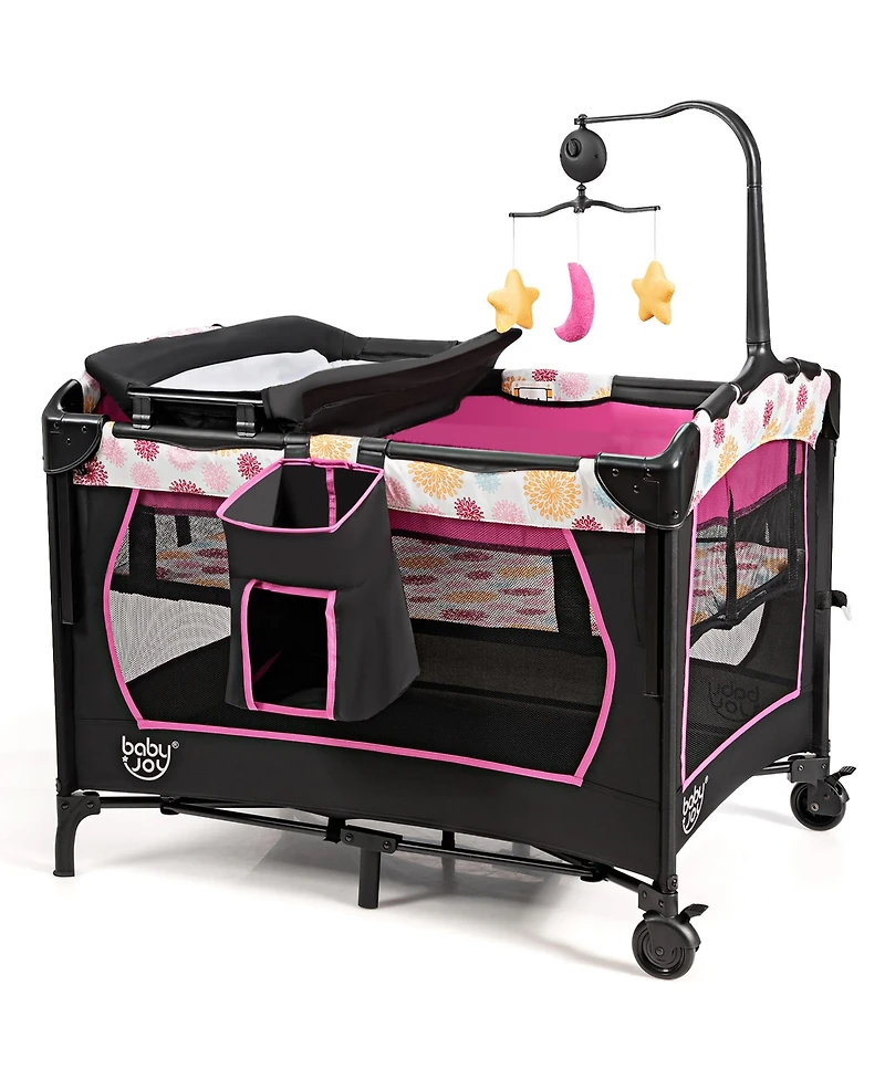 Costway Baby Bedside Sleeper Portable Baby Bassinet 4-in-1 Rolling Bassinet