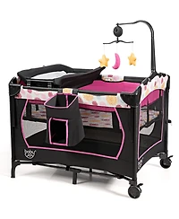 Costway Baby Bedside Sleeper Portable Baby Bassinet 4-in-1 Rolling Bassinet