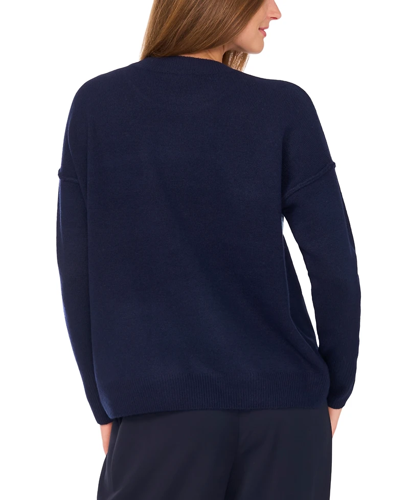 Vince Camuto Women's Star-Print Dropped-Shoulder Sweater