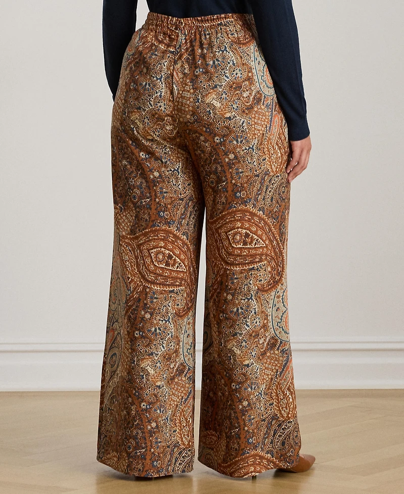 Lauren Ralph Plus Paisley Print Wide-Leg Pants