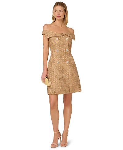 Adrianna Papell Women's Shawl Tweed Short Dress