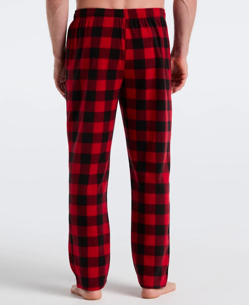 Perry Ellis Portfolio Men's Fleece Buffalo Plaid Print Sleep Pants