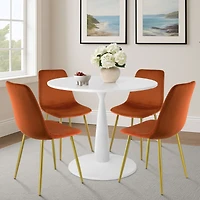 5-Piece Dining Set with 35.5" Round Table, 4 Upholstered Chairs Metal Legs, Ideal for Small Spaces-Maison Boucle