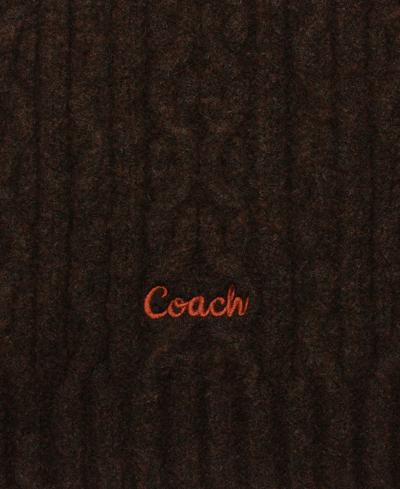 Coach Women's Embroidered Cable-Knit Muffler Scarf