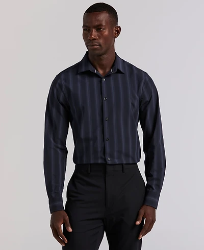 Perry Ellis Men's Long Sleeve Ombre Yarn-Dyed Stripe Shirt