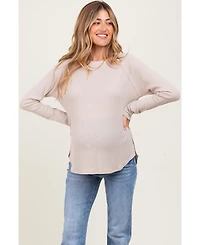 Pinkblush Maternity Beige Baby Waffle Knit Long Sleeve Top