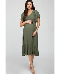 Pinkblush Olive Smocked Ruffle Maternity Dress