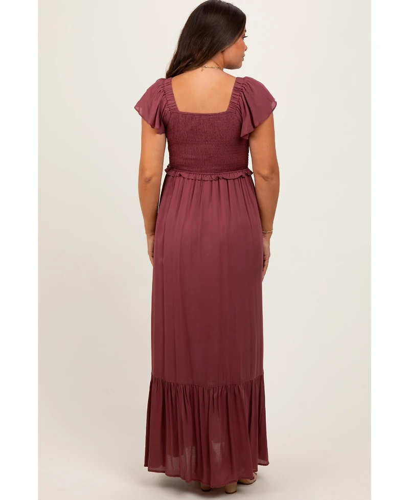 Pinkblush Maternity Smocked Top Woven Maxi Dress