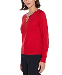 Belldini Women's Embellished Keyhole-Neck Sweater