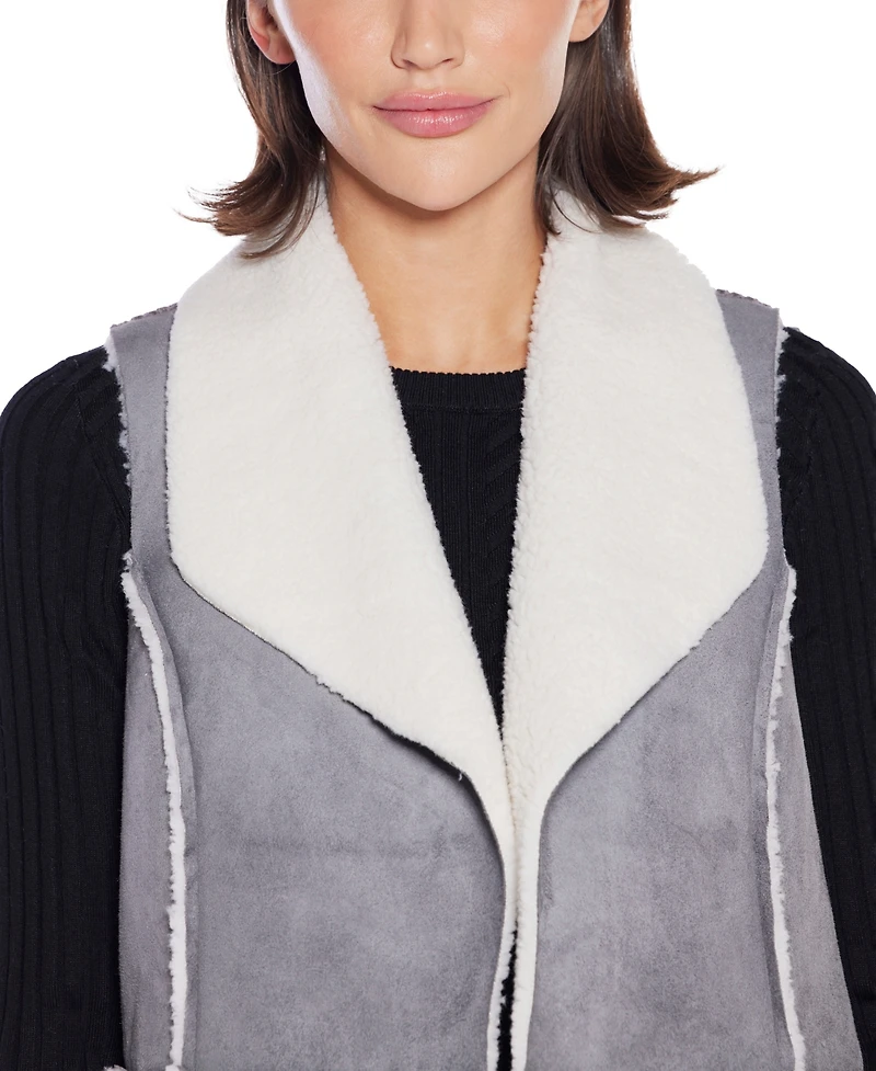 Belldini Women's Black Label Sherpa-Trim Sweater Vest