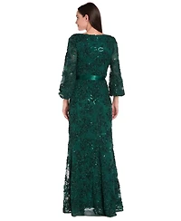 R & M Richards Women's Long Stretch Soutache Lace Dress