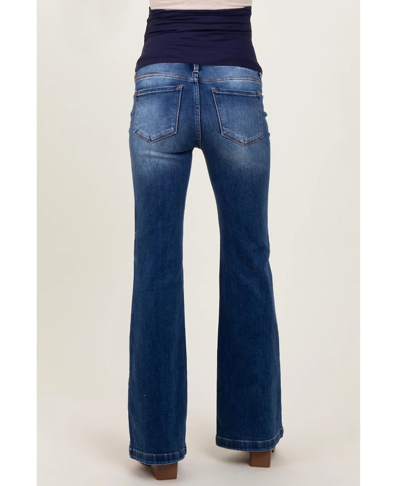 Pinkblush Maternity Navy Blue Washed Flare Jeans
