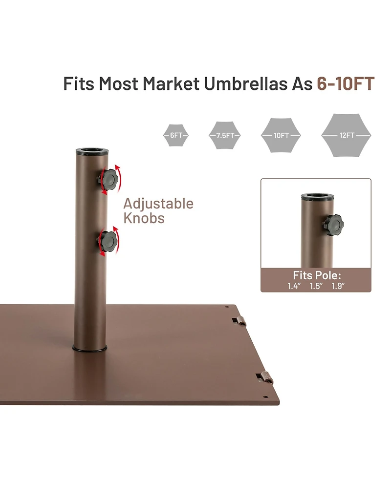 Gymax Ft Patio Table Market Umbrella w/ Solar Led Lights & Heavy-duty Base