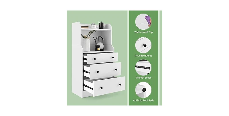 Volenca Modern Storage Dresser with Anti-toppling Device-White