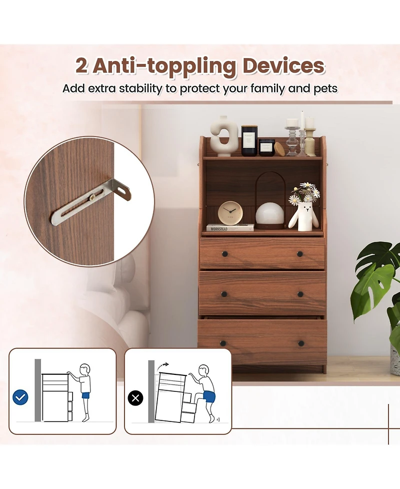 Volenca Modern Storage Dresser with Anti-toppling Device-White