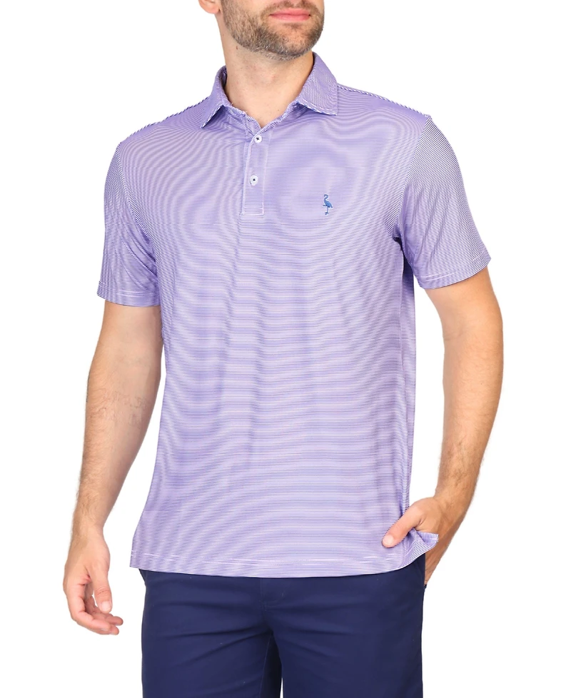Tailorbyrd Micro Stripe Printed Performance Short Sleeve Polo