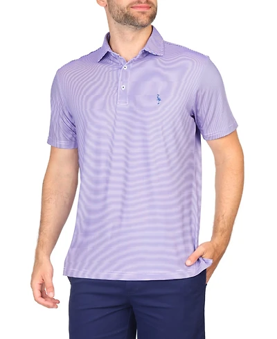 Tailorbyrd Micro Stripe Printed Performance Short Sleeve Polo