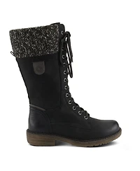 Spring Step Yosemite Water-Resistant Winter Boots with Sweater Trim and Lace-Up Detail