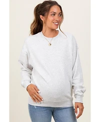 Pinkblush Heather Grey Fleece Crew Neck Relaxed Fit Maternity Sweatshirt