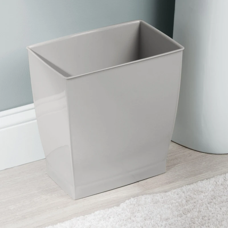 mDesign Small Rectangular Bathroom Trash Cans - Set of 4 - Gray - Made in Usa