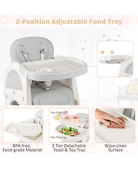 Gymax Convertible Baby Tall Chair 2-Tier Food Tray Feeding Chair for 18+ Month Olds