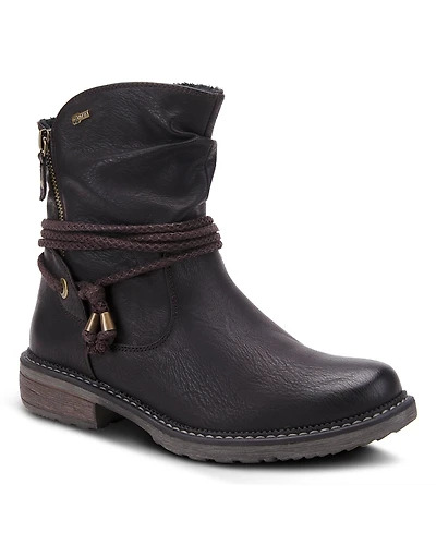 Spring Step Kathie Water-Resistant Mid Boots with Faux Fur Lining and Gusset Zipper