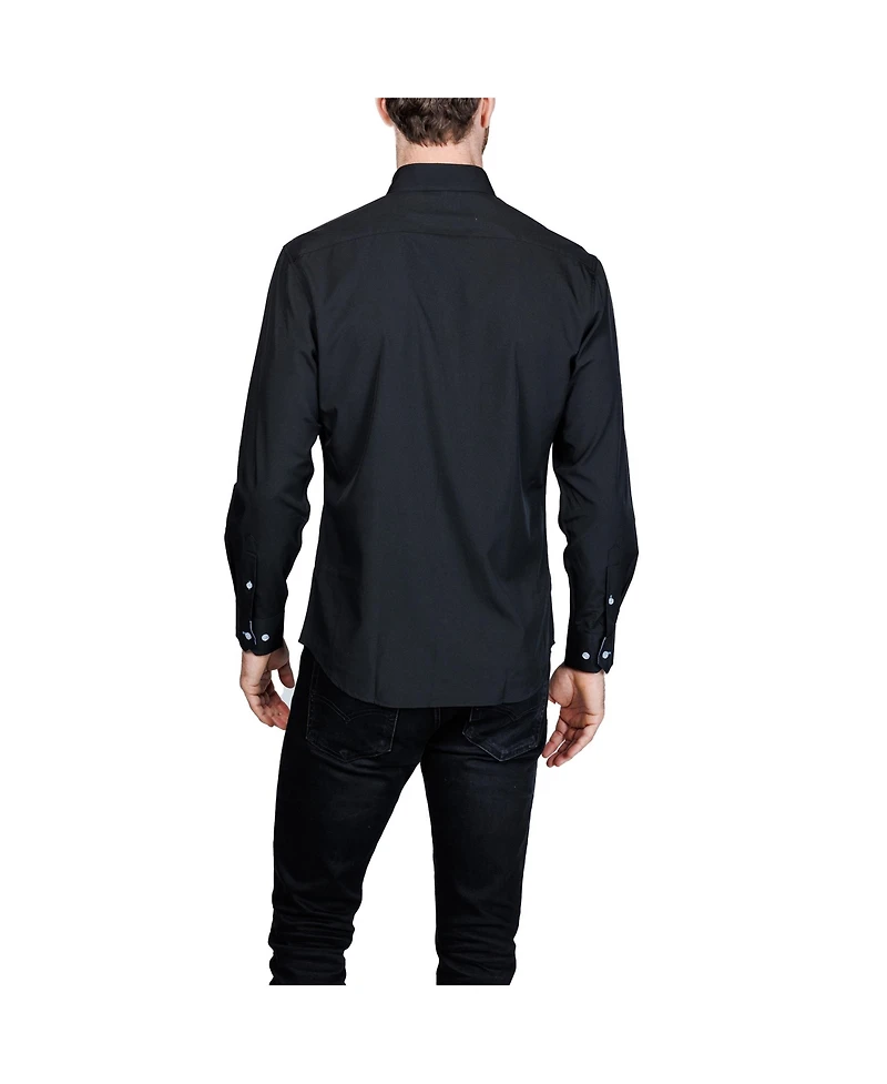 Tailorbyrd Men's Solid Melange Performance Long Sleeve Shirt