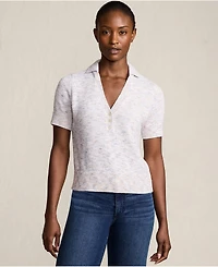 Lands' End Women's Cotton Blend Short Sleeve Polo Sweater